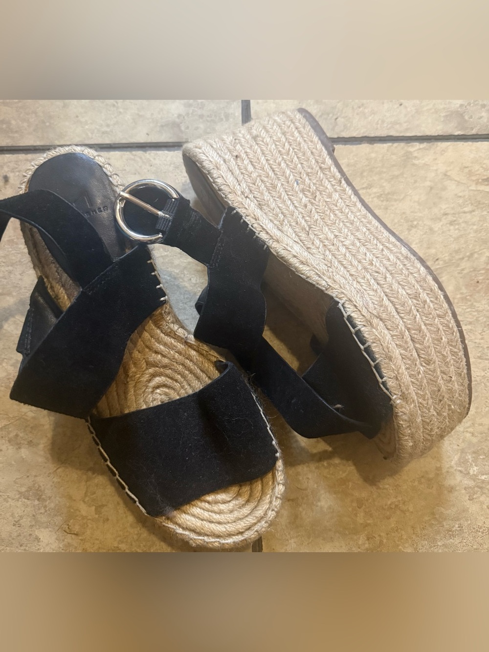 Black Espadrille Platform Sandals - Women's Wedge Slide Marc Fisher